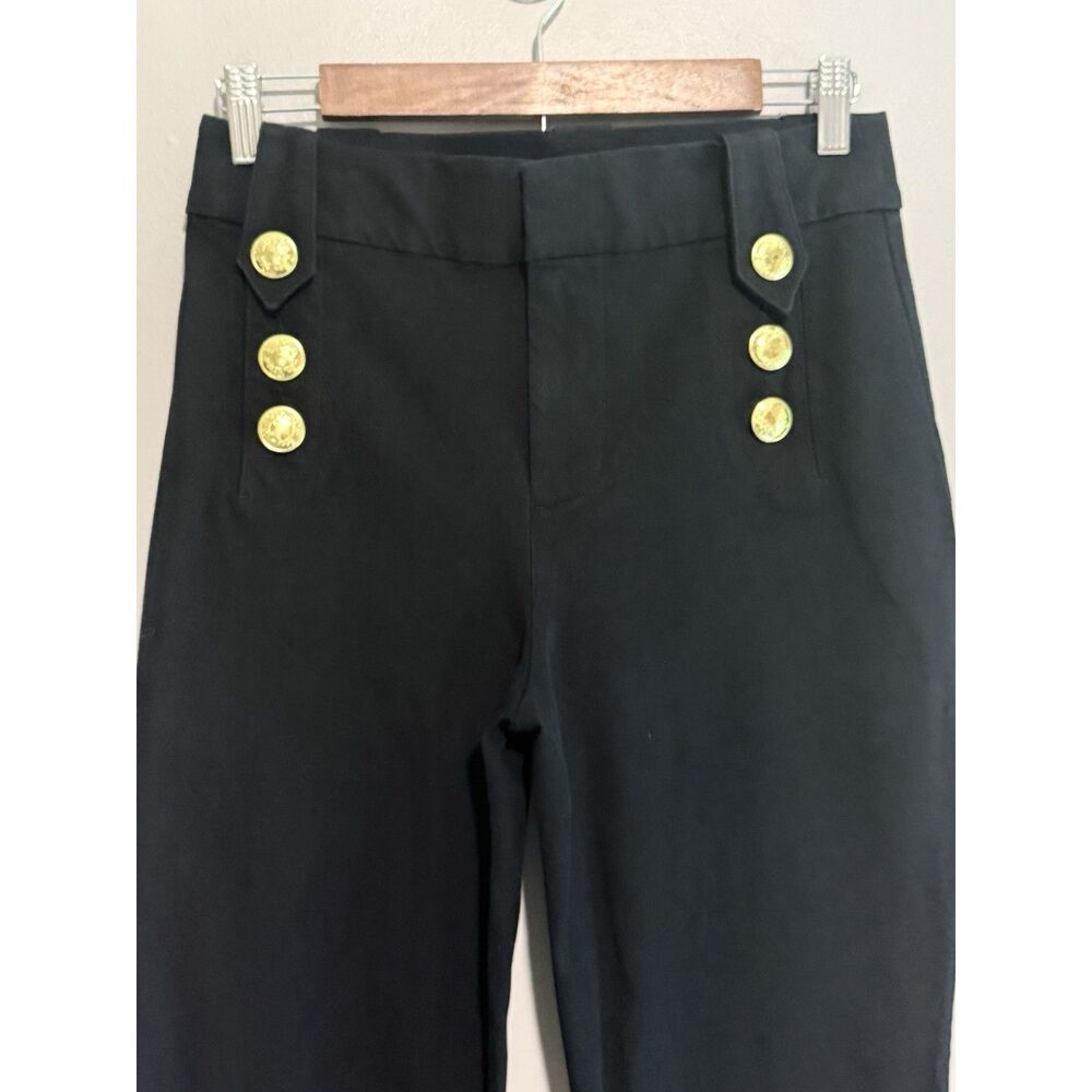 Lilly Pulitzer Parrish Crop Flare Pants Black Sailor Gold Buttons Preppy Size 4 - Picture 2 of 14